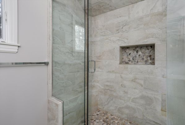 Bathroom, Glass Shower, Interior, Marble Walls