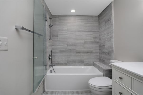 Bathroom, Glass Shower, Interior, Recessed Lighting