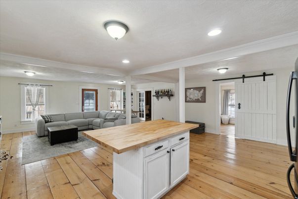 Interior, Kitchen, Living room, Recessed Lighting, Wood Texture Flooring