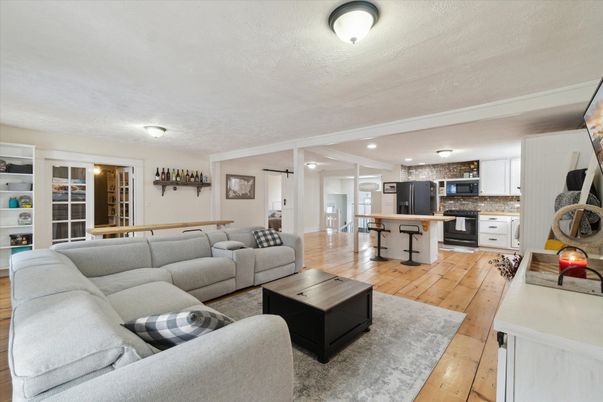 Interior, Kitchen, Living room, Recessed Lighting, Wood Texture Flooring