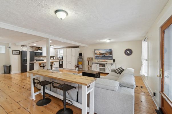 Interior, Kitchen, Living room, Stainless Steel Appliances, Wood Texture Flooring