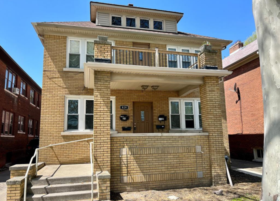 Exterior, Facade, Brick Facade, American Foursquare