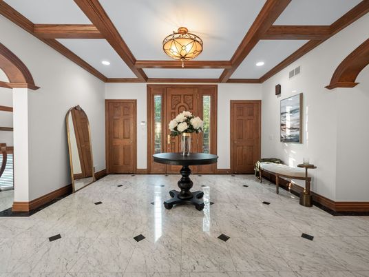 Interior, Marble, Recessed Lighting, Wooden Beams