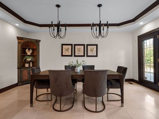 Chandelier, Dining room, Interior, Recessed Lighting