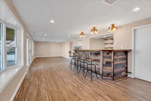 Interior, Recessed Lighting, Wood Texture Flooring, Wooden Walls