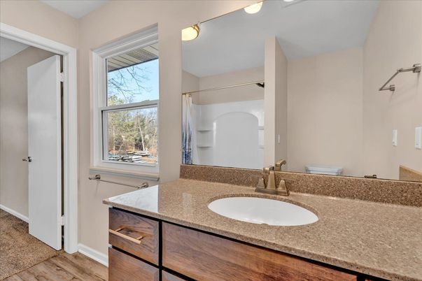 Bathroom, Dual Sink Vanities, Interior, Wood Texture Flooring