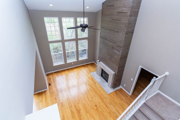 Fireplace, Interior, Recessed Lighting, Wood Texture Flooring