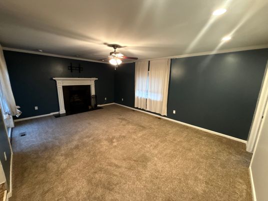 Empty room, Fireplace, Interior, Recessed Lighting