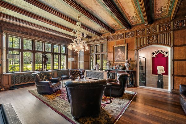 Chandelier, Interior, Living room, Wooden Beams, Wood Texture Flooring
