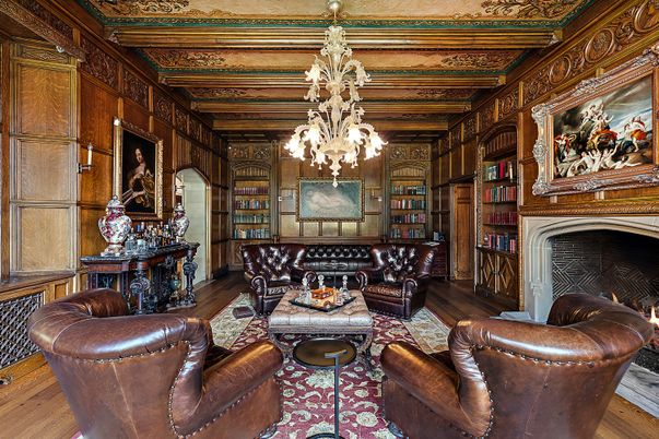 Chandelier, Fireplace, Interior, Living room, Wooden Beams, Wooden Ceilings, Wood Texture Flooring, Wooden Walls