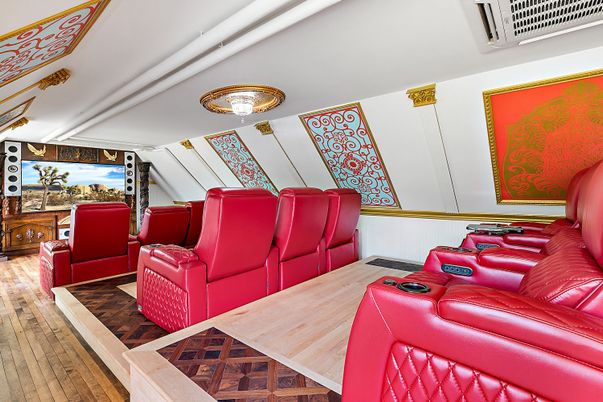 Home Theatre Room, Interior, Theatre Room, Wood Texture Flooring