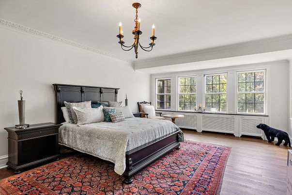Bedroom, Chandelier, Interior, Wood Texture Flooring