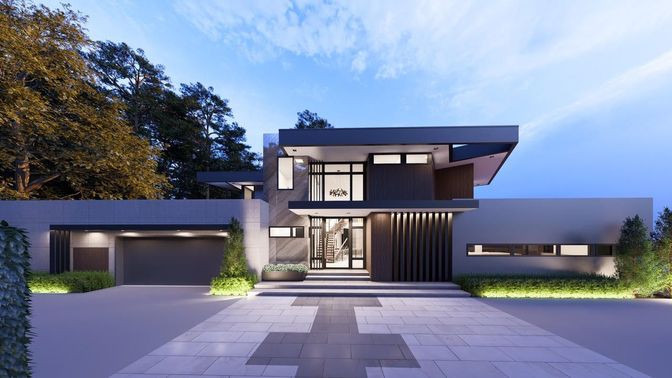 Attached, Exterior, Facade, Modern