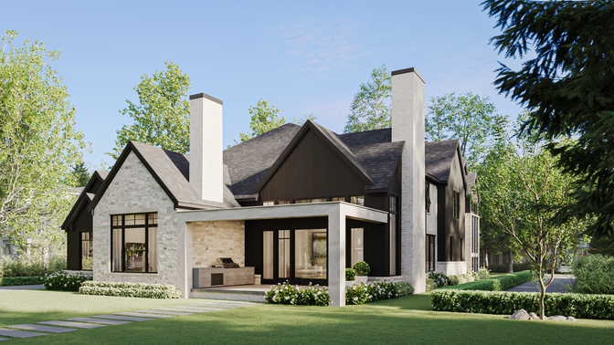 Backyard, Exterior, Facade, Tudor Revival