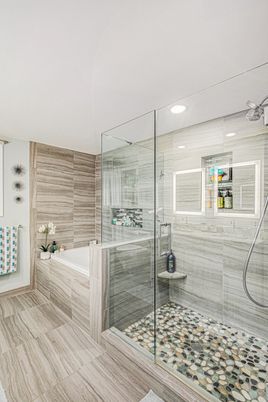 Bathroom, Glass Shower, Interior, Recessed Lighting