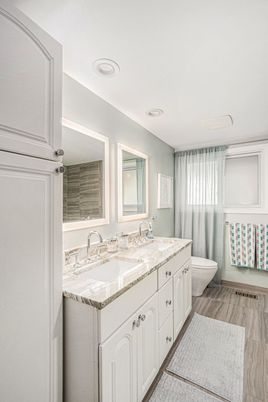 Bathroom, Dual Sink Vanities, Interior, Wood Texture Flooring