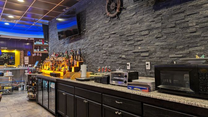 Interior, Kitchen, Recessed Lighting, Stone Walls
