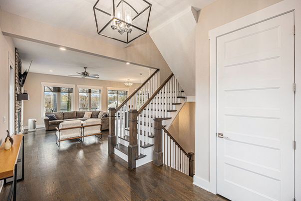 Interior, Living room, Pendant Lights, Recessed Lighting, Wood Texture Flooring