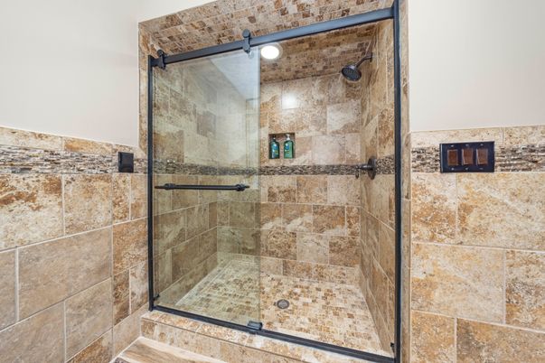 Bathroom, Glass Shower, Interior, Recessed Lighting