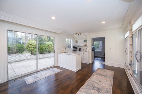 Interior, Kitchen, Recessed Lighting, Wood Texture Flooring