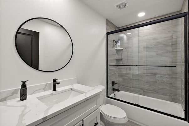 Bathroom, Glass Shower, Interior, Recessed Lighting