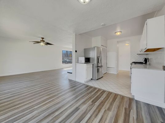 Interior, Kitchen, Stainless Steel Appliances, Wood Texture Flooring