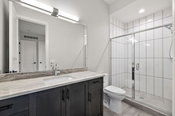 Bathroom, Glass Shower, Interior, Recessed Lighting