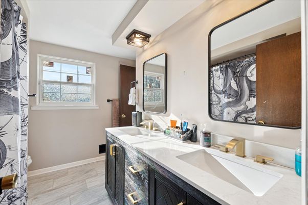 Bathroom, Dual Sink Vanities, Interior, Wood Texture Flooring