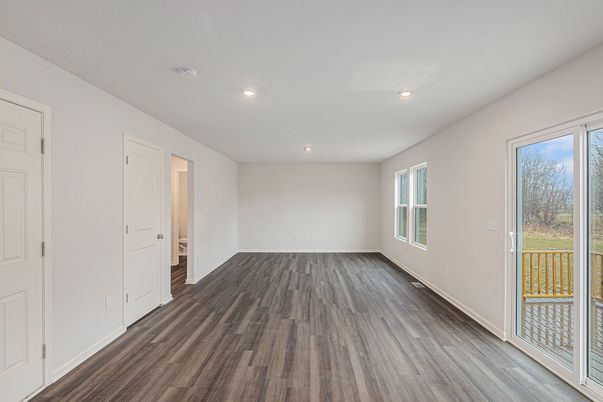 Empty room, Interior, Recessed Lighting, Wood Texture Flooring