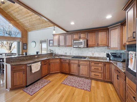 Interior, Kitchen, Pendant Lights, Recessed Lighting, Wooden Ceilings, Wood Texture Flooring