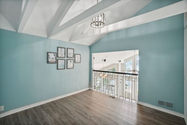 Chandelier, Empty room, Interior, Pendant Lights, Wood Texture Flooring