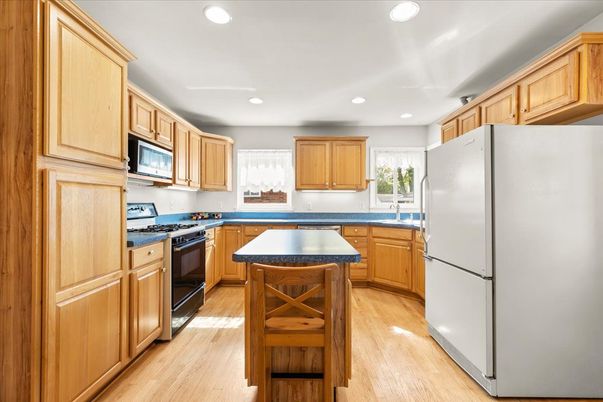 Interior, Kitchen, Recessed Lighting, Wood Texture Flooring