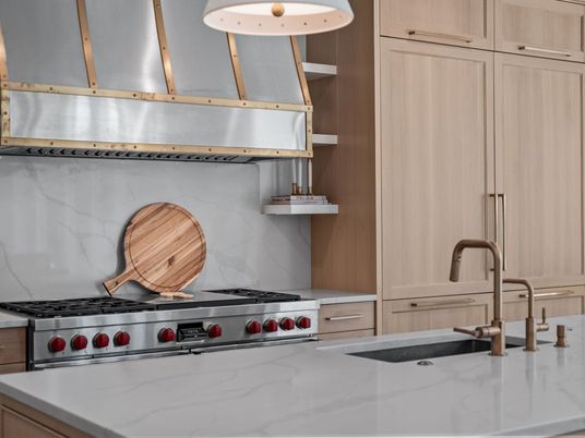 Interior, Kitchen, Marble Walls, Stainless Steel Appliances