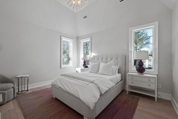 Bedroom, Chandelier, Interior, Wood Texture Flooring