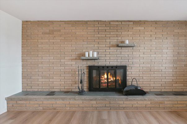 Fireplace, Interior, Stone Walls, Wood Texture Flooring