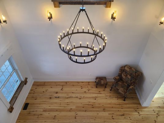 Chandelier, Interior, Wood Texture Flooring