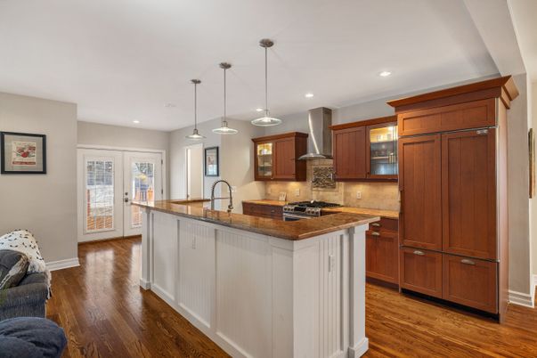 Interior, Kitchen, Pendant Lights, Recessed Lighting, Wood Texture Flooring