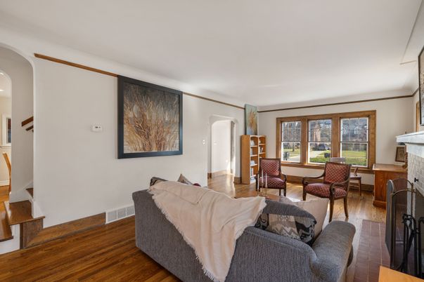 Dining room, Fireplace, Interior, Living room, Wood Texture Flooring