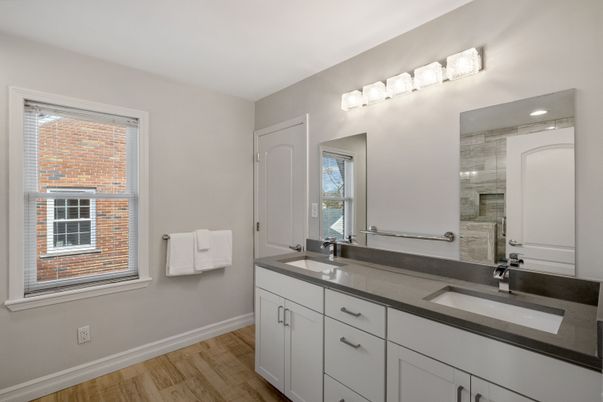 Bathroom, Dual Sink Vanities, Interior, Wood Texture Flooring
