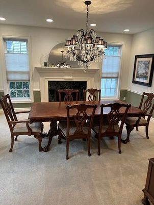 Chandelier, Dining room, Fireplace, Interior, Recessed Lighting