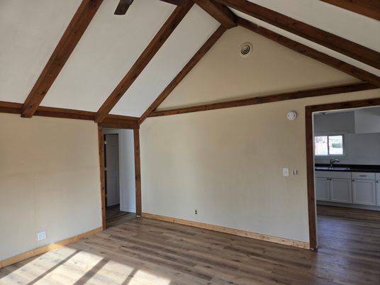 Empty room, Interior, Wooden Beams, Wood Texture Flooring