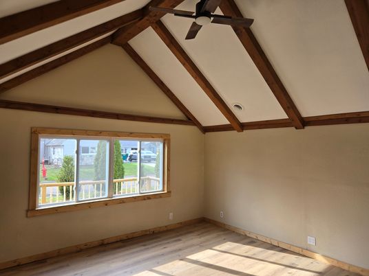 Empty room, Interior, Wooden Beams, Wood Texture Flooring