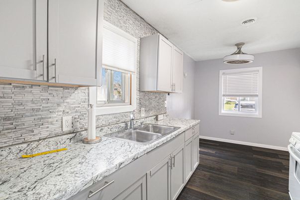 Interior, Kitchen, Pendant Lights, Wood Texture Flooring