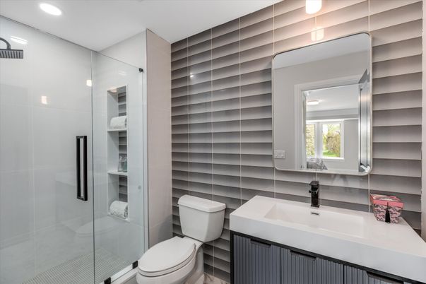 Bathroom, Glass Shower, Interior, Recessed Lighting
