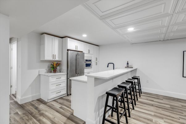 Interior, Kitchen, Recessed Lighting, Wood Texture Flooring