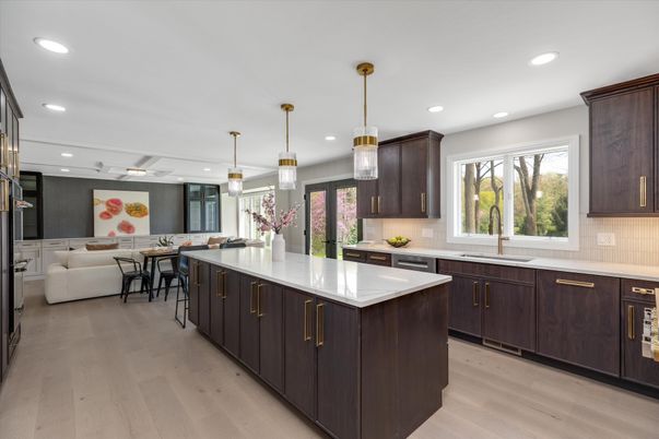 Dining room, Interior, Kitchen, Living room, Pendant Lights, Recessed Lighting, Wood Texture Flooring