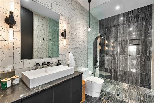 Bathroom, Glass Shower, Interior, Recessed Lighting