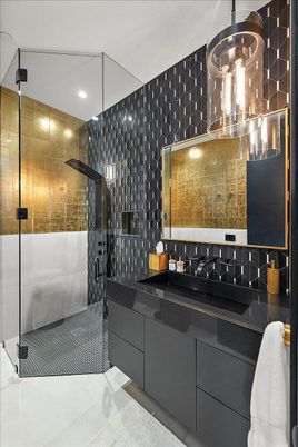 Bathroom, Glass Shower, Interior, Recessed Lighting