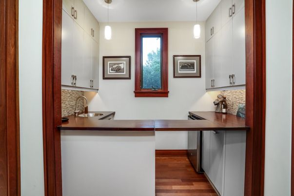 Home Office, Interior, Pendant Lights, Wood Texture Flooring