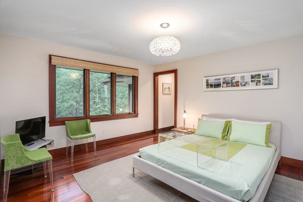 Bedroom, Chandelier, Interior, Wood Texture Flooring